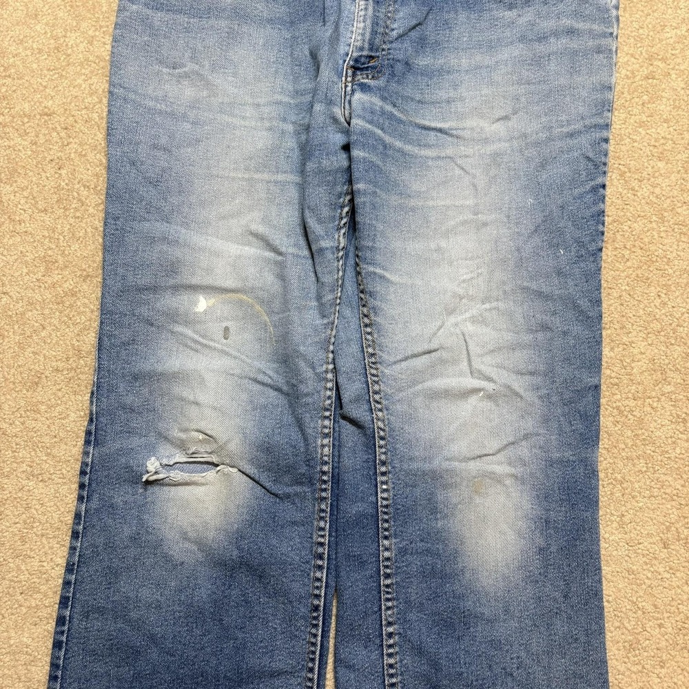 Vtg 80s Levis Jeans Mens 36x28.5 Blue Tab Relaxed Straight Denim USA Skosh Faded - Picture 14 of 16
